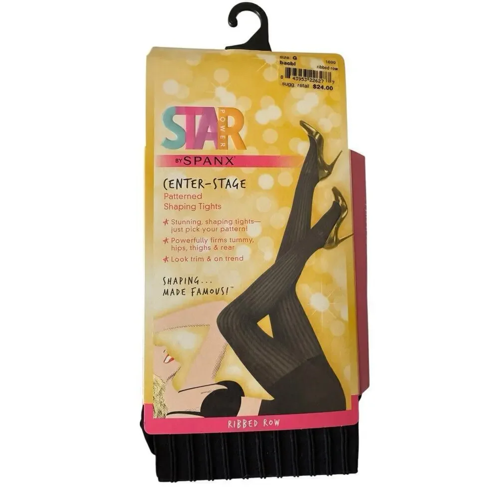 SPANX NEW Star Power 3X Ribbed Row Shaping Tights Black Slimming